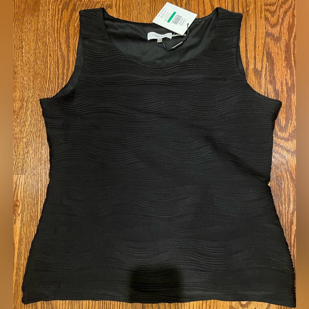 NWT Calvin Klein Black Sleeveless Top, Size Large